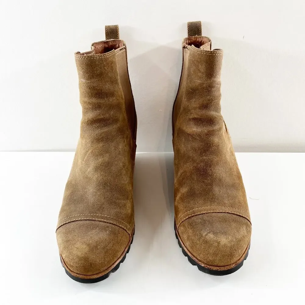 UGG Pax Pull On Suede Hidden Wedge Waterproof Boots Booties Brown 10 - Picture 6 of 7